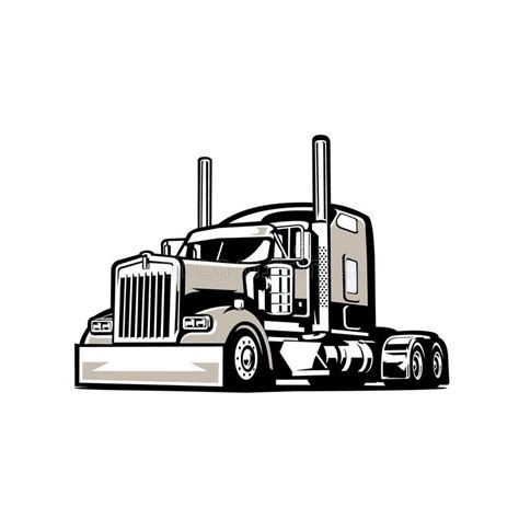 Silhouette of semi truck vector isolated in white background stock ...