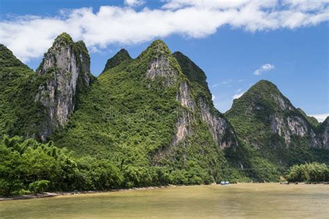 Karst Mountains and Limestone Peaks of Li River in China Stock Image ...