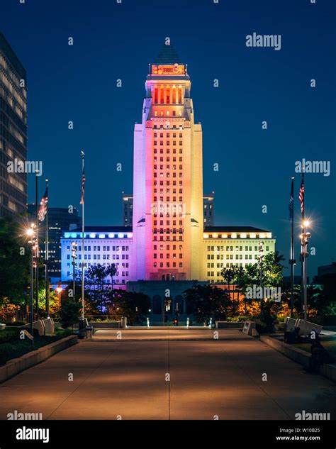 City Hall at night, in downtown Los Angeles, California Stock Photo - Alamy