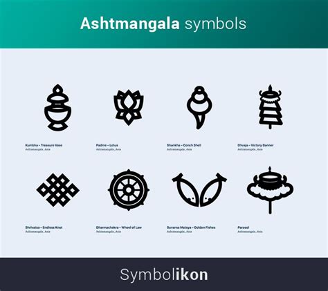 Ashtamangala Symbols - Ancient Asia Symbols + meanings - Sketch Drawing ...