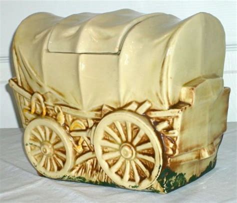 Vintage Covered Wagon Mccoy Cookie JAR Mccoy USA ART Pottery 1960 61 ...