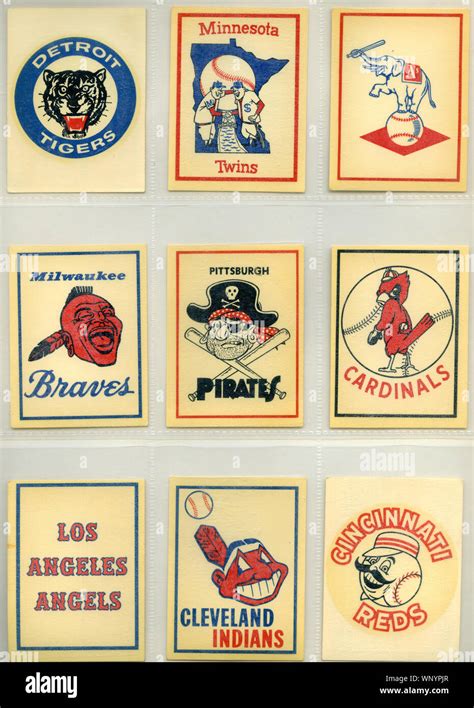 Vintage Major League Baseball team logo decals circa 1960s Stock Photo ...