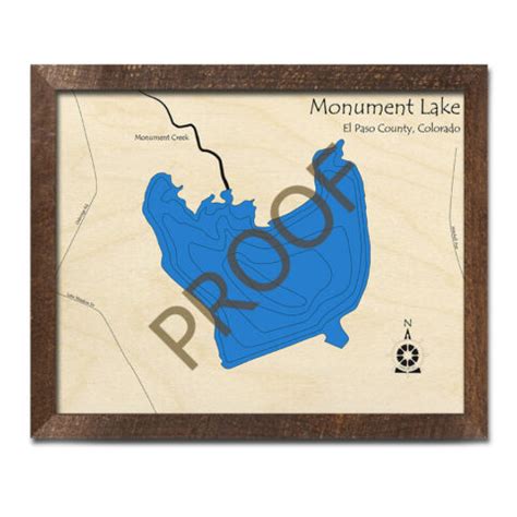 Monument Lake CO 3D Wood Map, Colorado, Nautical Wood Chart