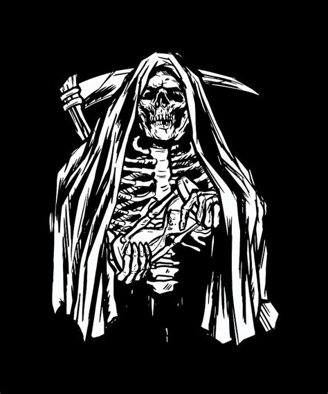 Skeleton grim reaper with hourglass Digital Art by Norman W | Pixels