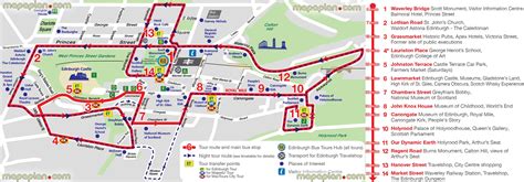 Edinburgh map - Hop-on hop-off bus map of Edinburgh City sightseeing ...