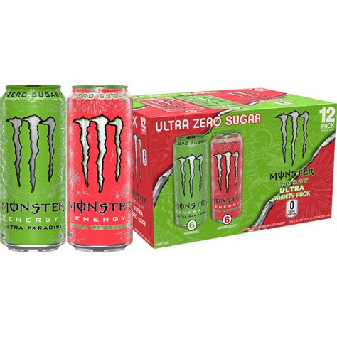 Monster Ultra Variety Pack, Ultra Watermelon + Ultra Paradise 16 fl oz ...