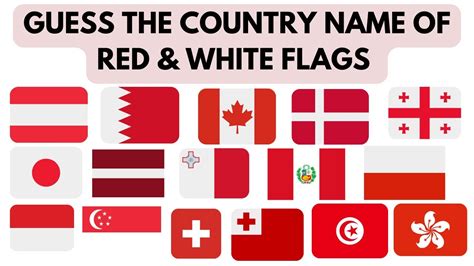 Guess the country name of Red & White Flags ! Flags - YouTube