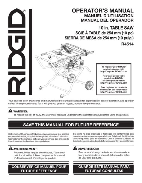 Ridgid 10 Table Saw Assembly Instructions