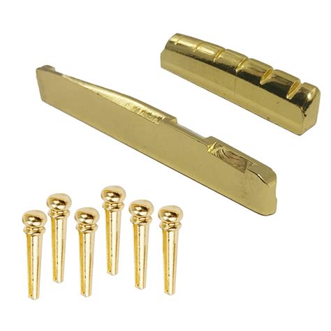 6PCS Guitar Brass Bridge Pins Saddle Nut Replacement Parts for Acoustic ...