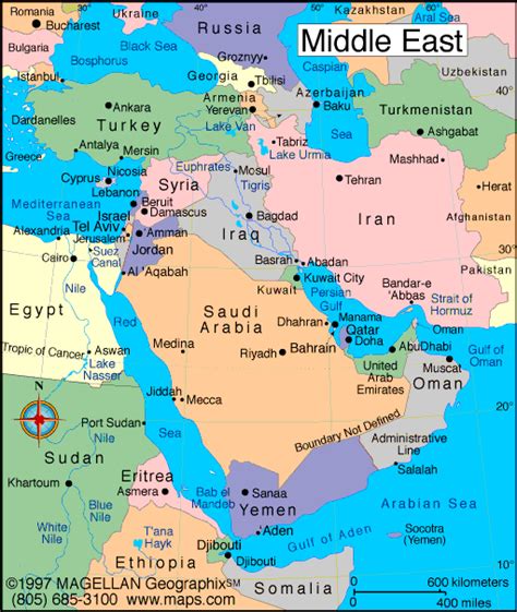 Country Map Of Middle East - Angie Bobette