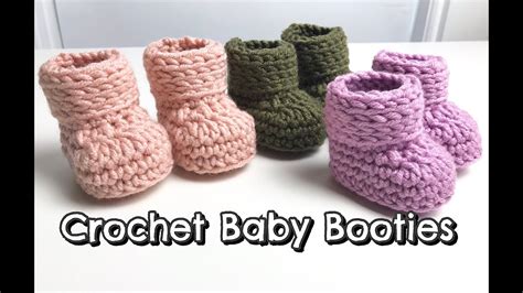 How to Crochet Baby Booties (0-3 months) - YouTube