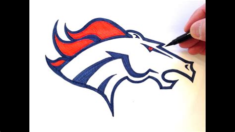 How to Draw the Denver Broncos Logo FREEHAND - YouTube