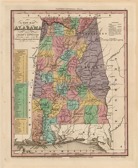 Alabama Old Map Tanner 1836 Digital Image Scan Download Printable - Old ...