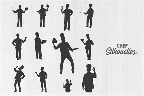 Chef Silhouettes, Chef Silhouette Set Graphic by Design_Lands ...