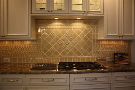 Custom porcelain tile backsplash.