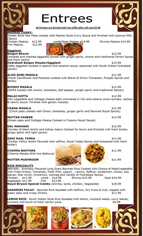 Menu | Royal Indian Cuisine - (507) 258-7500