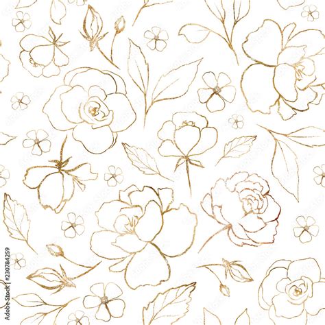 White And Gold Floral Background