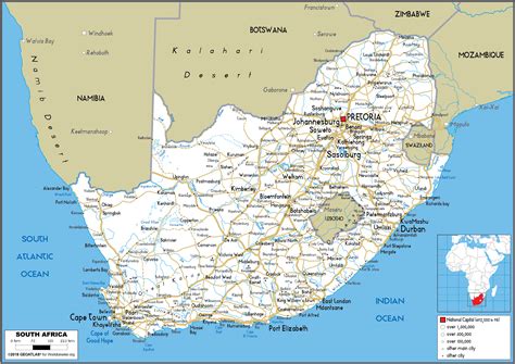 Large size Road Map of South Africa - Worldometer