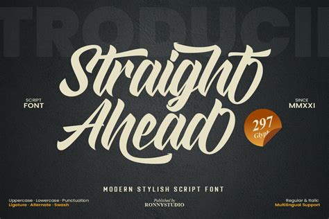 Straight Ahead - Modern Script Font - Design Cuts