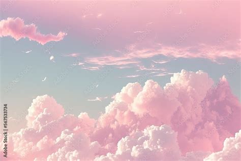 Pink Clouds on a Blue Sky, Dawn Hues, Baby Pink, Soft Light - Wallpaper ...