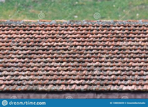 Old Red Brick Roof Tiles Background Close Up Stock Image - Image of ...