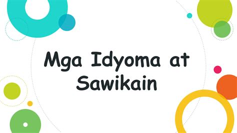 SOLUTION: Mga idyoma at sawikain lesson - Studypool