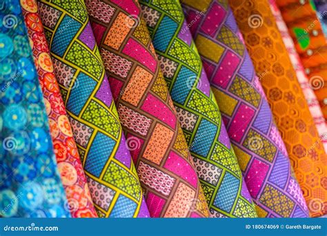 Rolls of Colorful African Fabric in a Market Stock Image - Image of ...