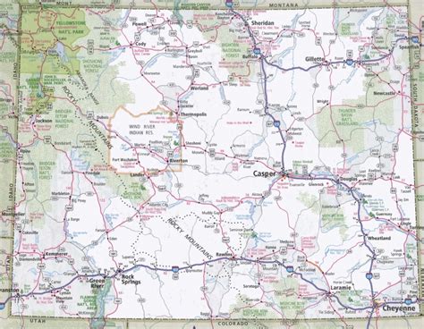 Large Detailed Tourist Map Of Wyoming With Cities And Towns - Wyoming ...