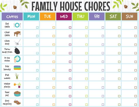 Family Chore Cleaning Chart | Household Planner & Cleaning Schedule ...