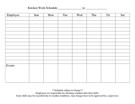 Employee Work Schedule Template Pdf - Weekly Work Schedule Template ...