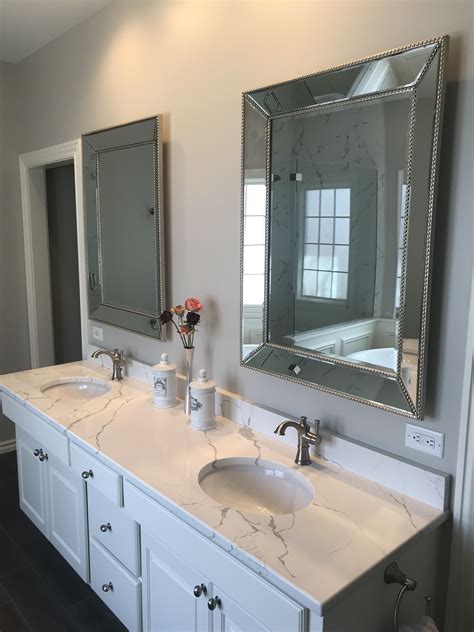 Double vanity beveled mirrors