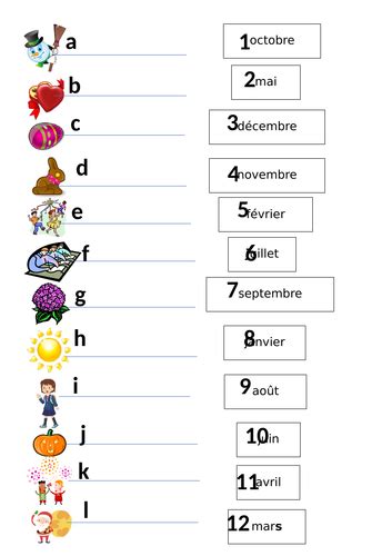 FRENCH MONTHS OF THE YEAR WORKSHEET | Teaching Resources