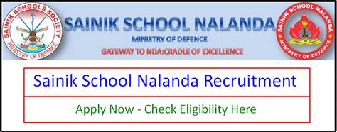 Sainik School Nalanda Recruitment 2022: Apply Now, Check Eligibility ...