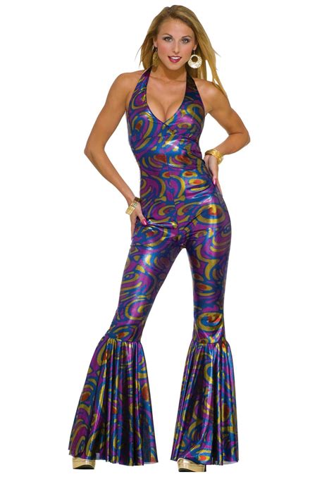 Sexy Swirls Disco Jumpsuit - Womens Halloween Costume