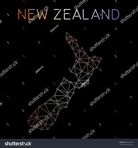 New Zealand Network Map Abstract Polygonal Stock Vector (Royalty Free ...