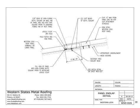 End Lap Detail For Western Lock® Standing Seam