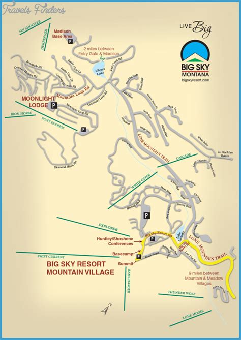 MAP OF BIG SKY MONTANA VILLAGE - TravelsFinders.Com