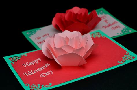 Rose Flower Pop Up Card Template - Creative Pop Up Cards