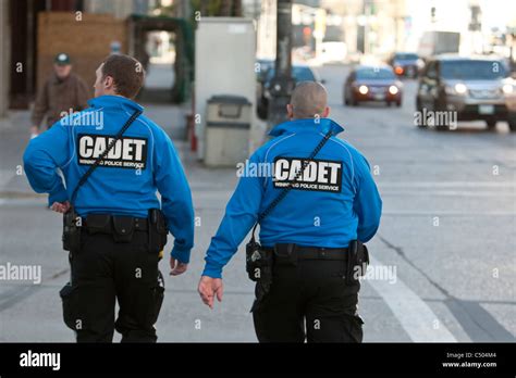 Winnipeg Police Service Cadet patrol Portage Avenue in Winnipeg ...