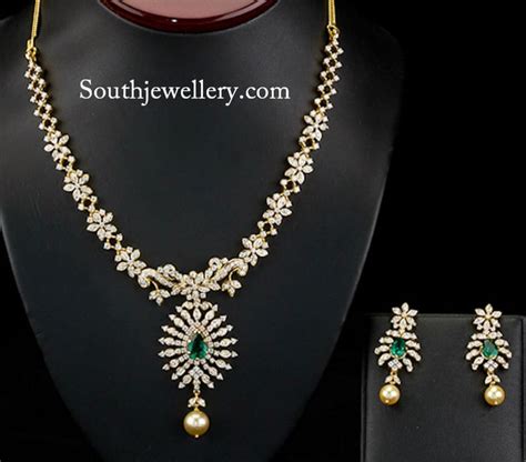 Elegant Floral Diamond Necklace - Indian Jewellery Designs