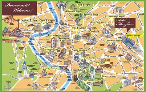 Rome sightseeing map - Ontheworldmap.com