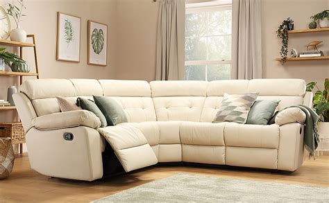 Grosvenor Ivory Leather Recliner Corner Sofa | Furniture And Choice