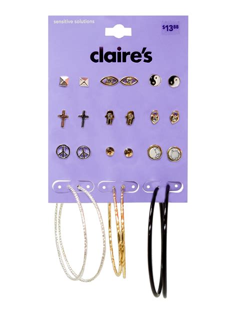 Claire's Teenagers Mixed Metal Mystical Stud Hoop Earrings Set Post ...