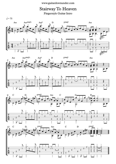 Stairway To Heaven by Led Zeppelin - includes words and guitar tabs.