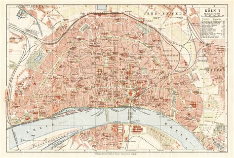 Old map of Cologne (Köln) in 1927. Buy vintage map replica poster print ...