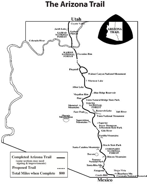 Arizona Trail Progress Map - Roosevelt Lake AZ • mappery