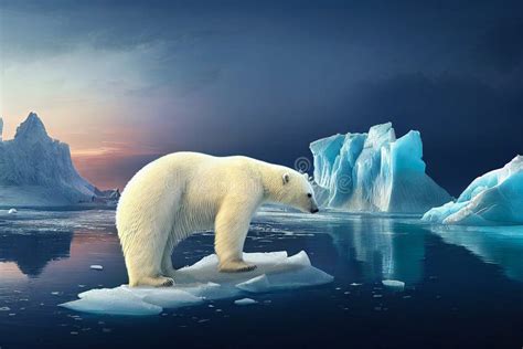 Polar bear above iceberg stock illustration. Illustration of predator ...