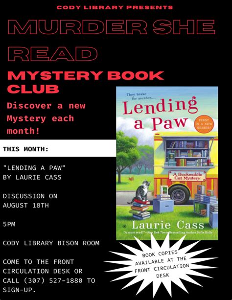 “Murder She Read” Mystery Book Club – Park County Library System