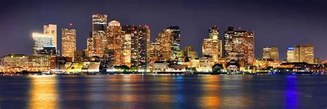 Boston Skyline at NIGHT Panorama Photograph by Jon Holiday - Fine Art ...