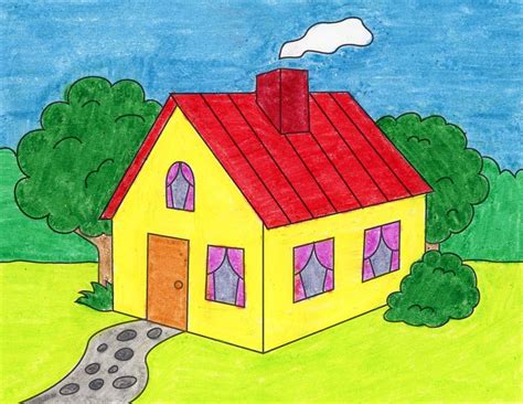 How to Draw a Cartoon House (Art Projects for Kids) | House drawing for ...